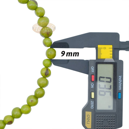 Lime Green Natural Colored Dye Eco-Friendly Sustainable Original Açai Seed 9 mm Beads Traditional Tasbih