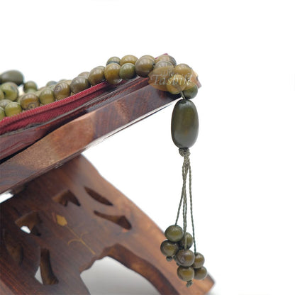 Mung Bean Green Natural Colored Dye Eco-Friendly Sustainable Original Açai Seed 9 mm Beads Traditional Tasbih