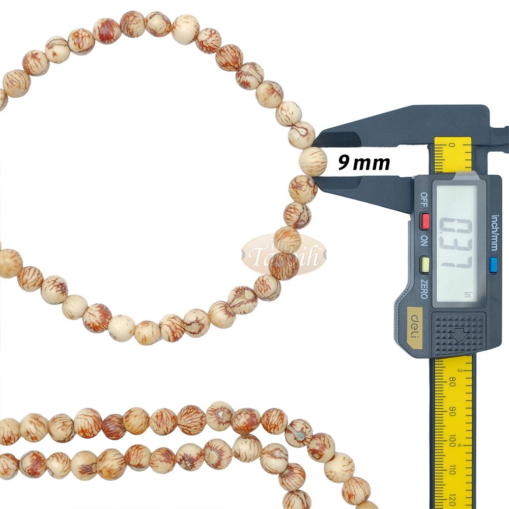 Natural Color Eco-Friendly Sustainable Genuine Açai Seed 9 mm Prayer Beads Traditional Tasbih