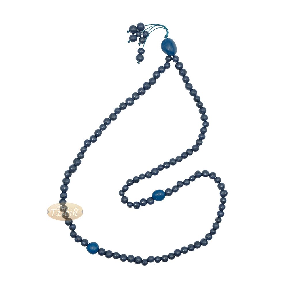 Indigo Blue Natural Colored Dye Eco-Friendly Sustainable Original Açai Seed 9 mm Beads Traditional Tasbih