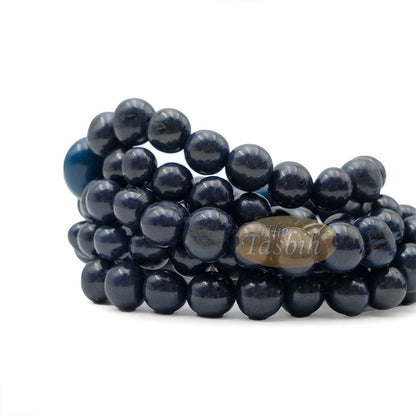 Indigo Blue Natural Colored Dye Eco-Friendly Sustainable Original Açai Seed 9 mm Beads Traditional Tasbih