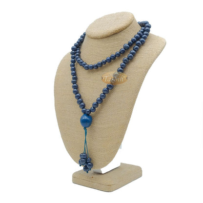 Indigo Blue Natural Colored Dye Eco-Friendly Sustainable Original Açai Seed 9 mm Beads Traditional Tasbih