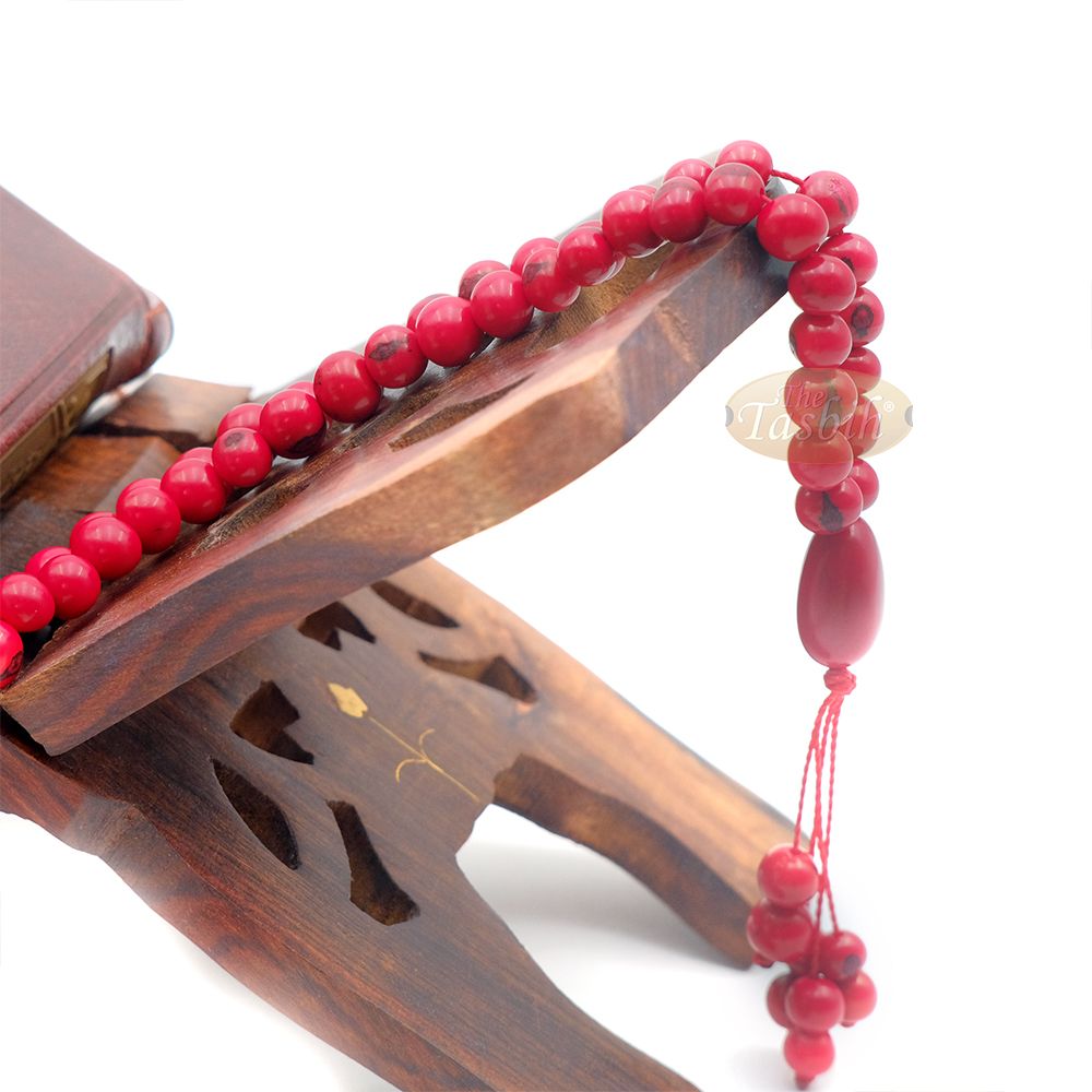 Red Colored Natural Dye Eco-Friendly Sustainable Original Açai Seed 9 mm Beads Traditional Tasbih