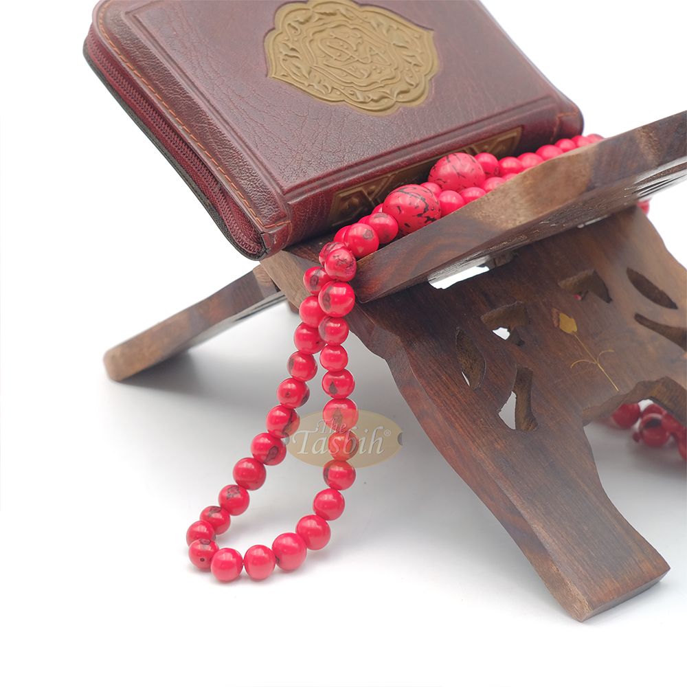 Red Colored Natural Dye Eco-Friendly Sustainable Original Açai Seed 9 mm Beads Traditional Tasbih