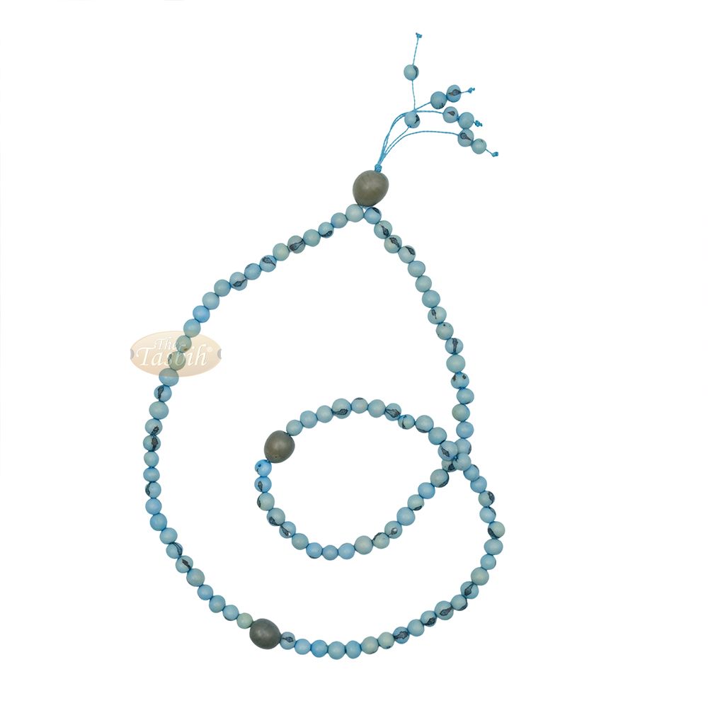 Sky Blue Natural Colored Dye Eco-Friendly Sustainable Original Açai Seed 9 mm Beads Traditional Tasbih