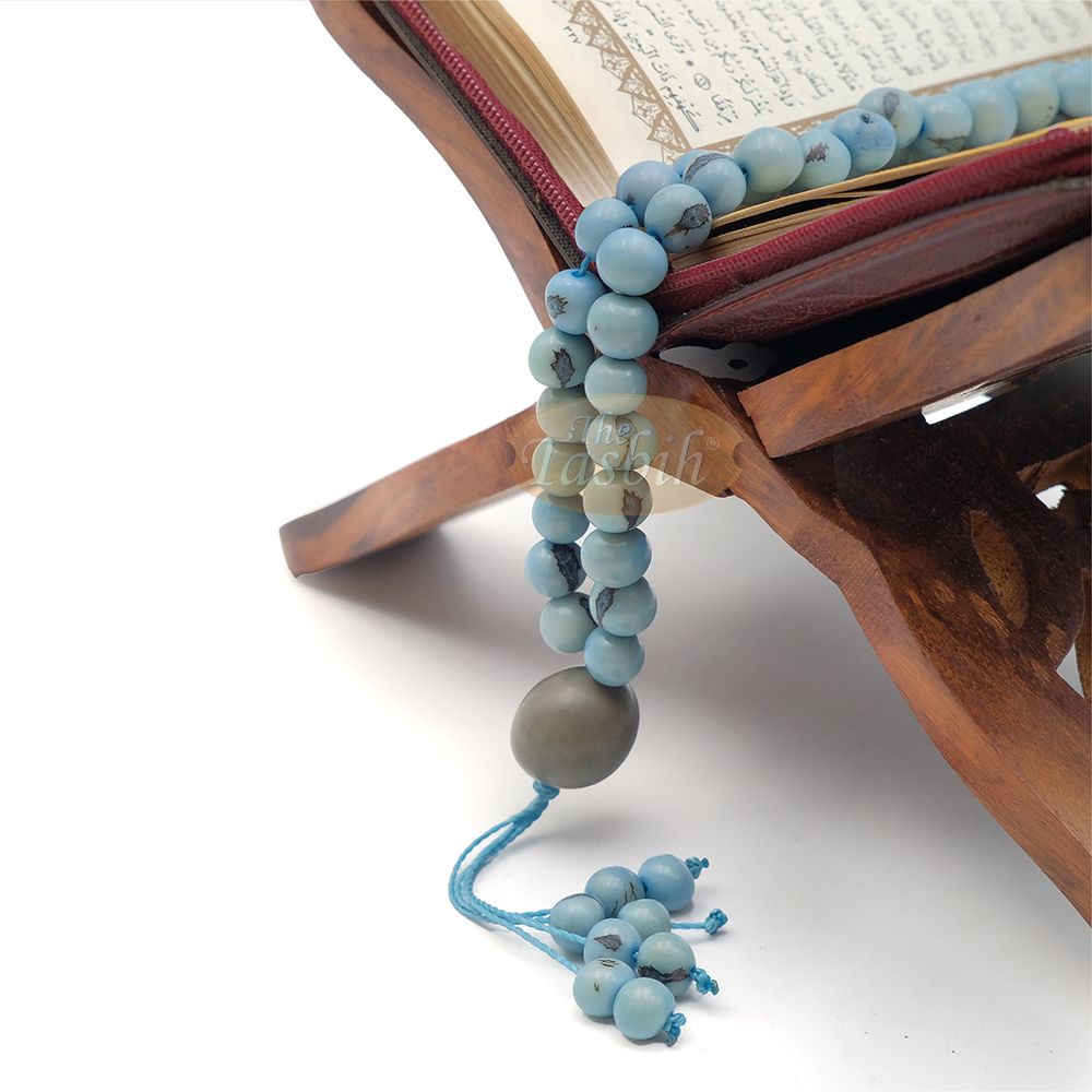 Sky Blue Natural Colored Dye Eco-Friendly Sustainable Original Açai Seed 9 mm Beads Traditional Tasbih