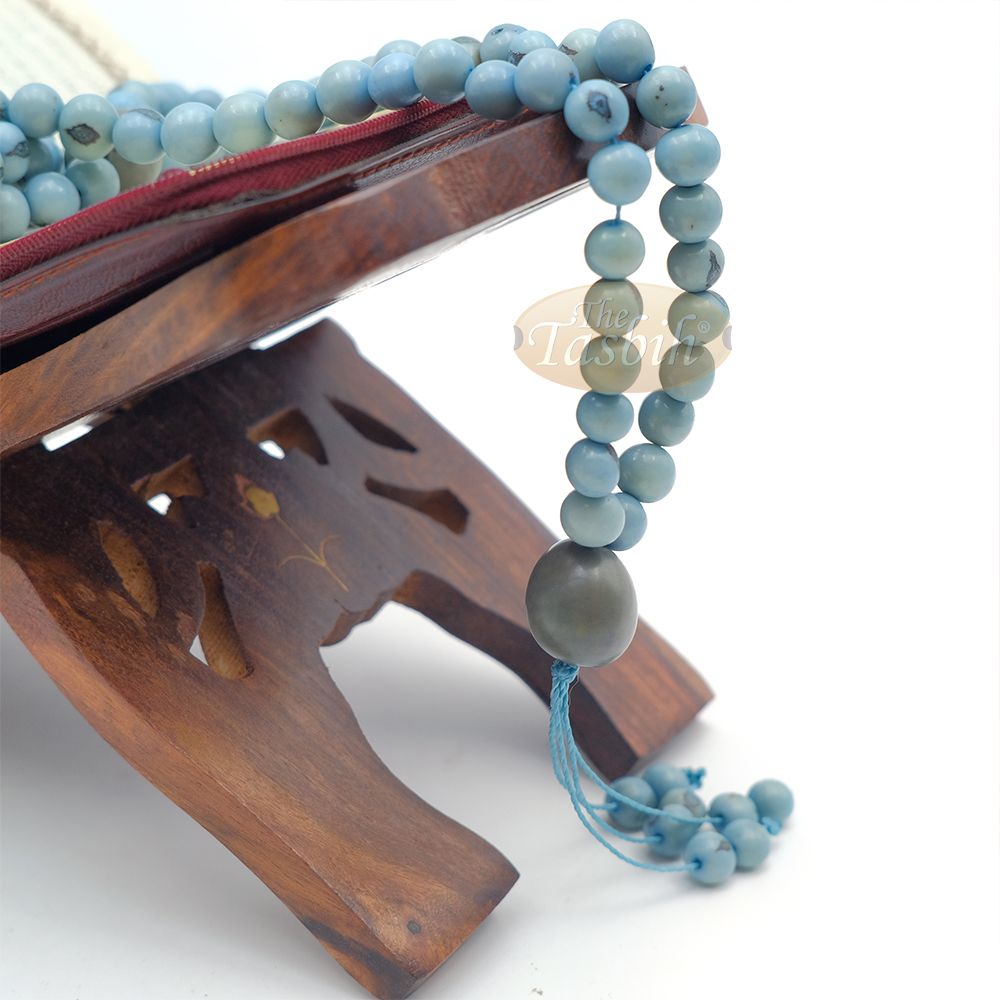 Sky Blue Natural Colored Dye Eco-Friendly Sustainable Original Açai Seed 9 mm Beads Traditional Tasbih