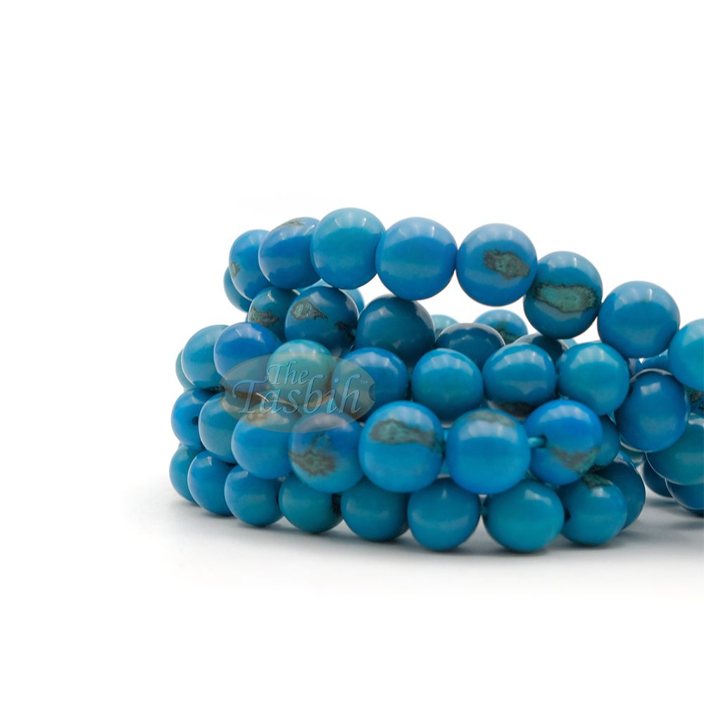 Light Cobalt Blue Natural Colored Dye Eco-Friendly Sustainable Original Açai Seed 9 mm Beads Traditional Tasbih