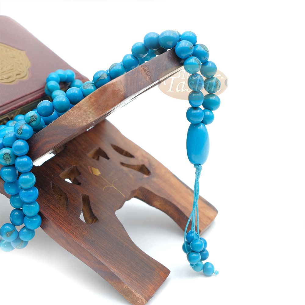 Light Cobalt Blue Natural Colored Dye Eco-Friendly Sustainable Original Açai Seed 9 mm Beads Traditional Tasbih