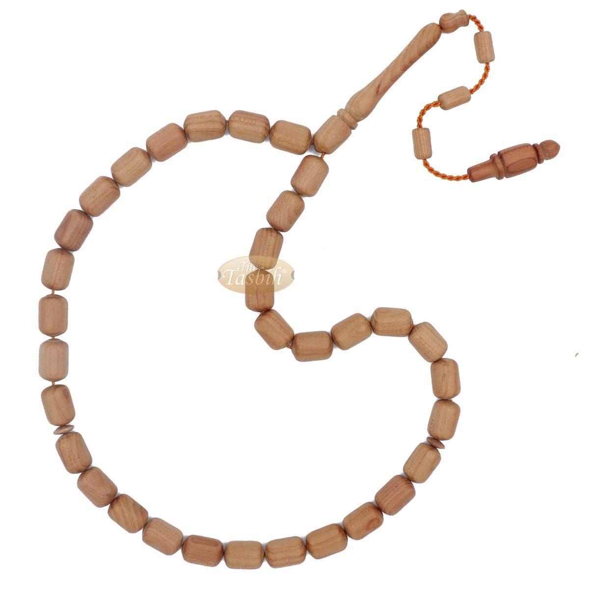 Light Brown Juniper Wood Tasbih 9×12 mm Cylinder Design 33-Ct Handmade Prayer Dhikr Beads