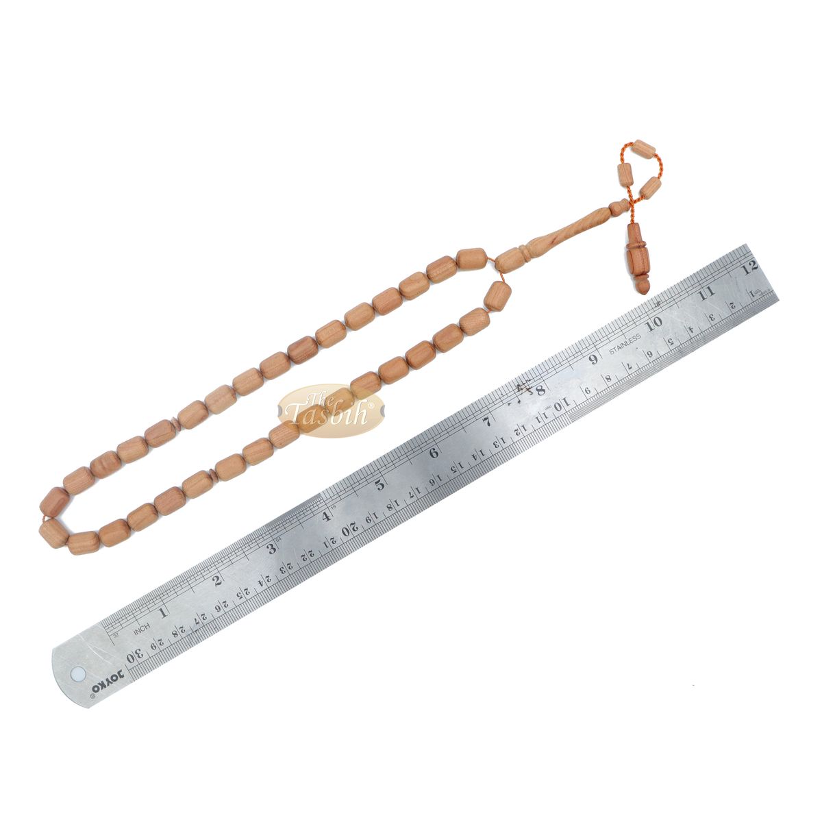 Light Brown Juniper Wood Tasbih 9×12 mm Cylinder Design 33-Ct Handmade Prayer Dhikr Beads