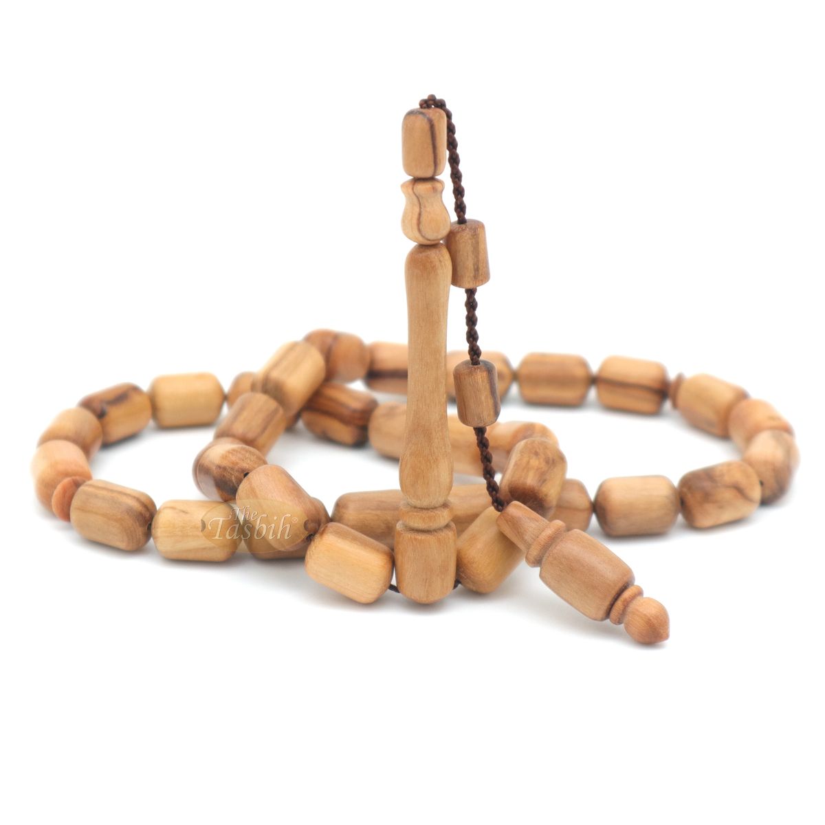 Brown Olive Tasbih 9×12 mm Cylinder Design 33-Ct Handmade Prayer Dhikr Beads