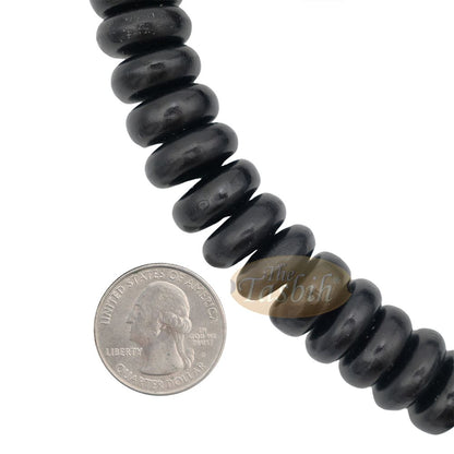 Black Wood Disc Prayer Beads Tasbih Handcrafted 7×17 mm 99-beads Carved Alif