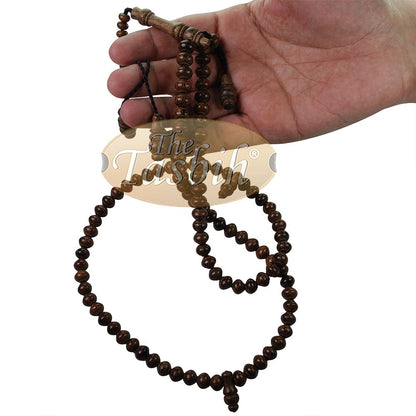 Wooden Islamic Prayer Beads – Natural Johar Wood Tasbih 99 count Contoured Beads In Gift Box By