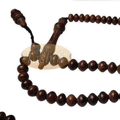 Wooden Islamic Prayer Beads – Natural Johar Wood Tasbih 99 count Contoured Beads In Gift Box By