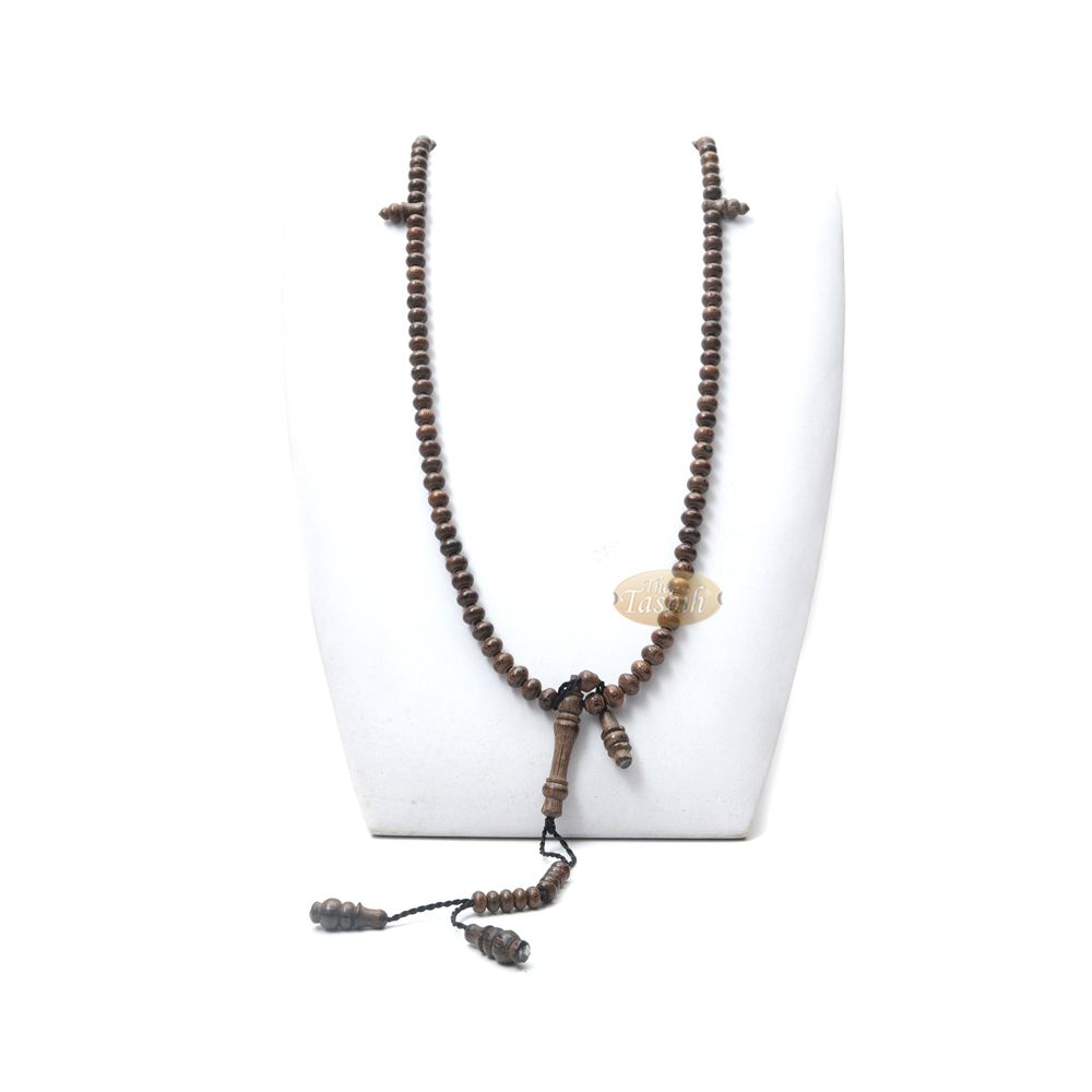 Wooden Islamic Prayer Beads – Natural Johar Wood Tasbih 99 count Contoured Beads In Gift Box By