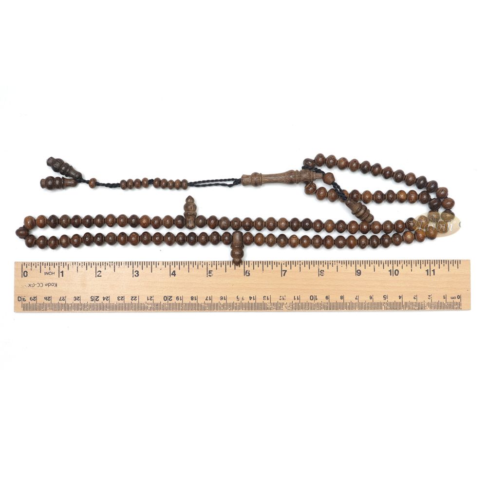 Wooden Islamic Prayer Beads – Natural Johar Wood Tasbih 99 count Contoured Beads In Gift Box By