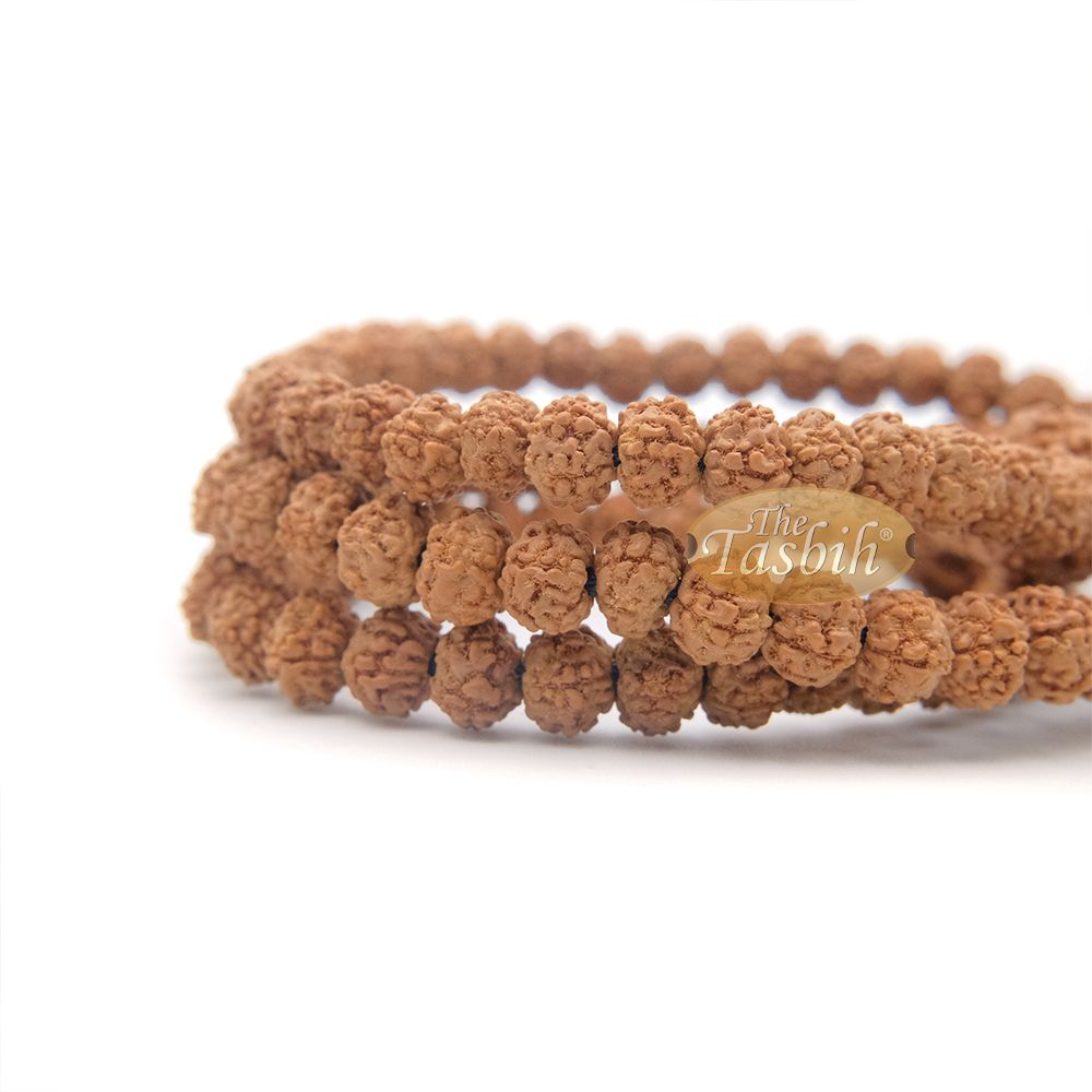 Islamic Prayer Small 6.5 mm Jenitri Seed Tasbih with 99 Beads On Black Satin Cord and 10 mm Divider