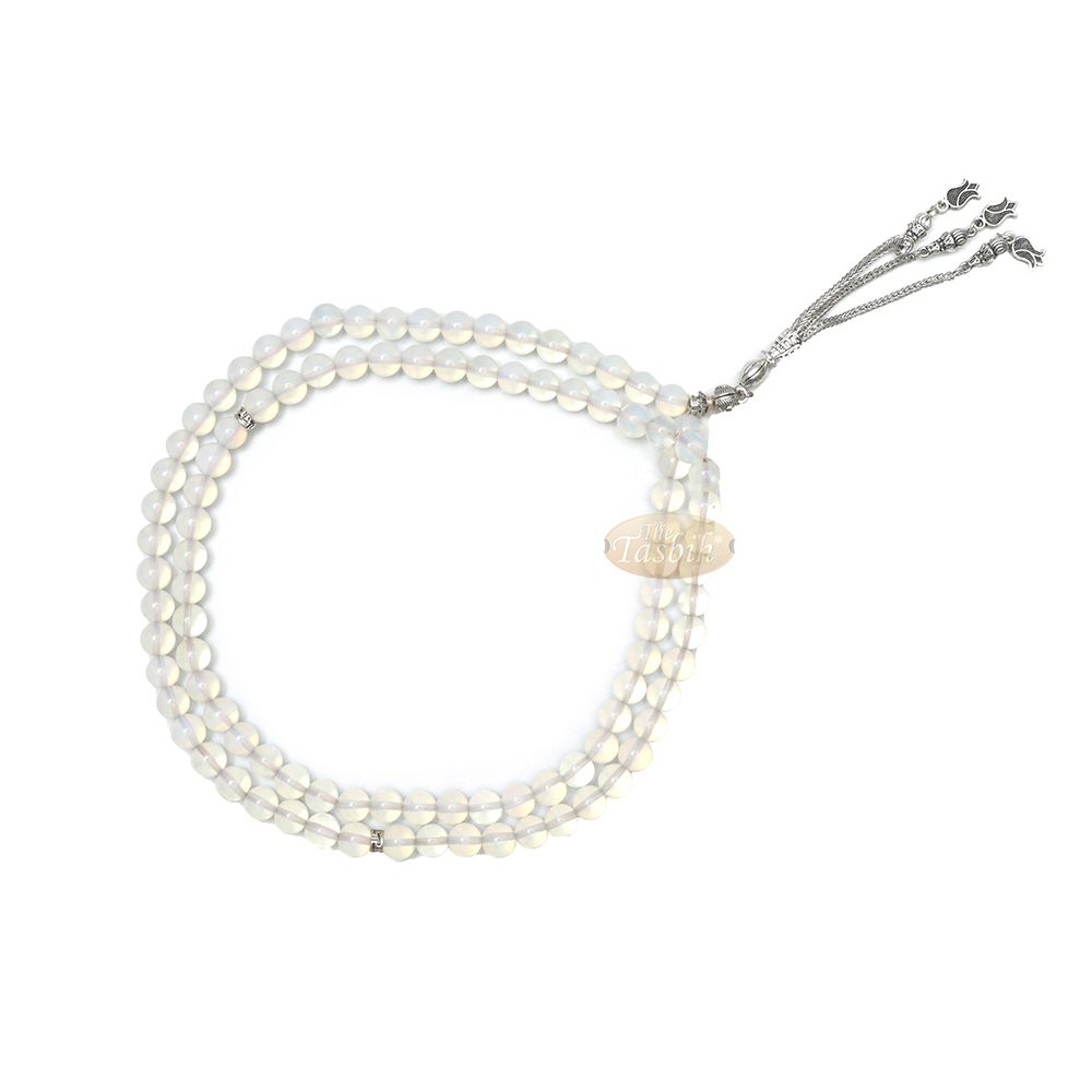 Opaque Moonstone 99 Beads greek Divider Design Flower Tassel 8 mm