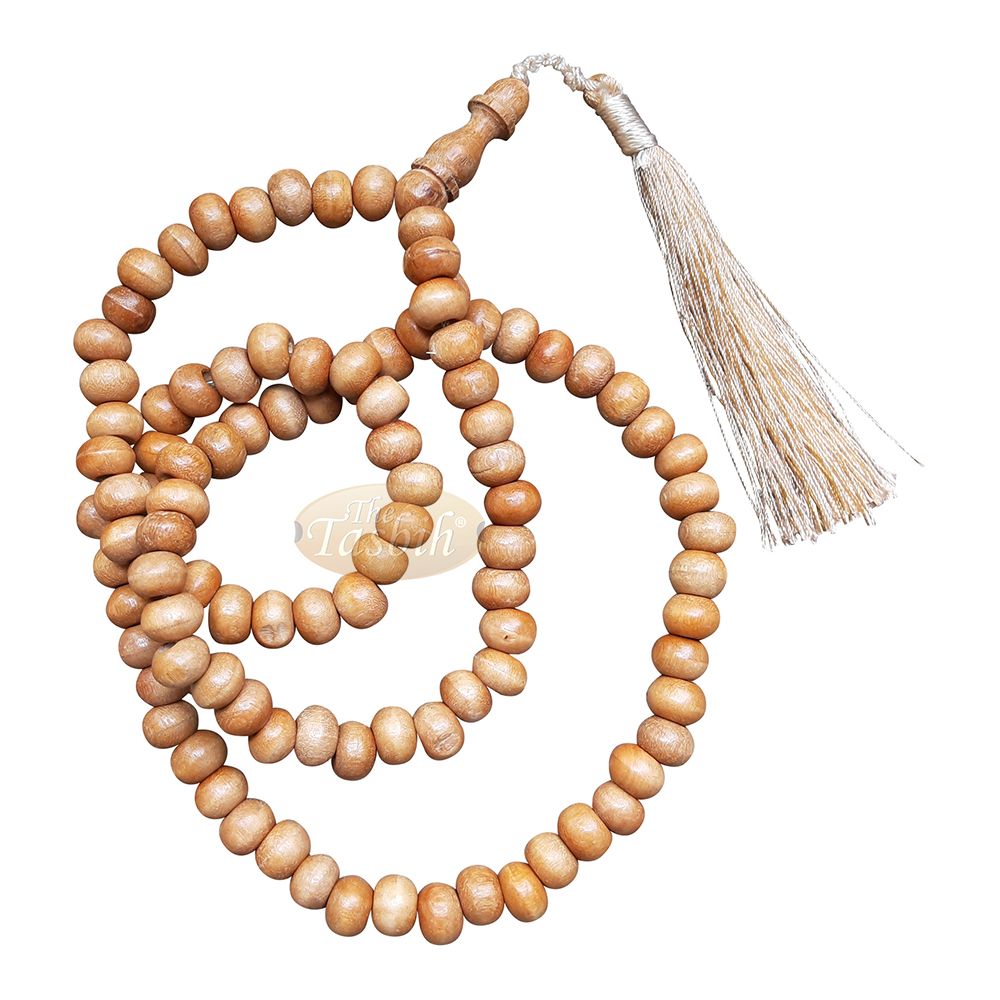 Low-Price Handcrafted Brown Rustic Coffee Wood Tasbih Prayer Beads with Strong Soft Tassels