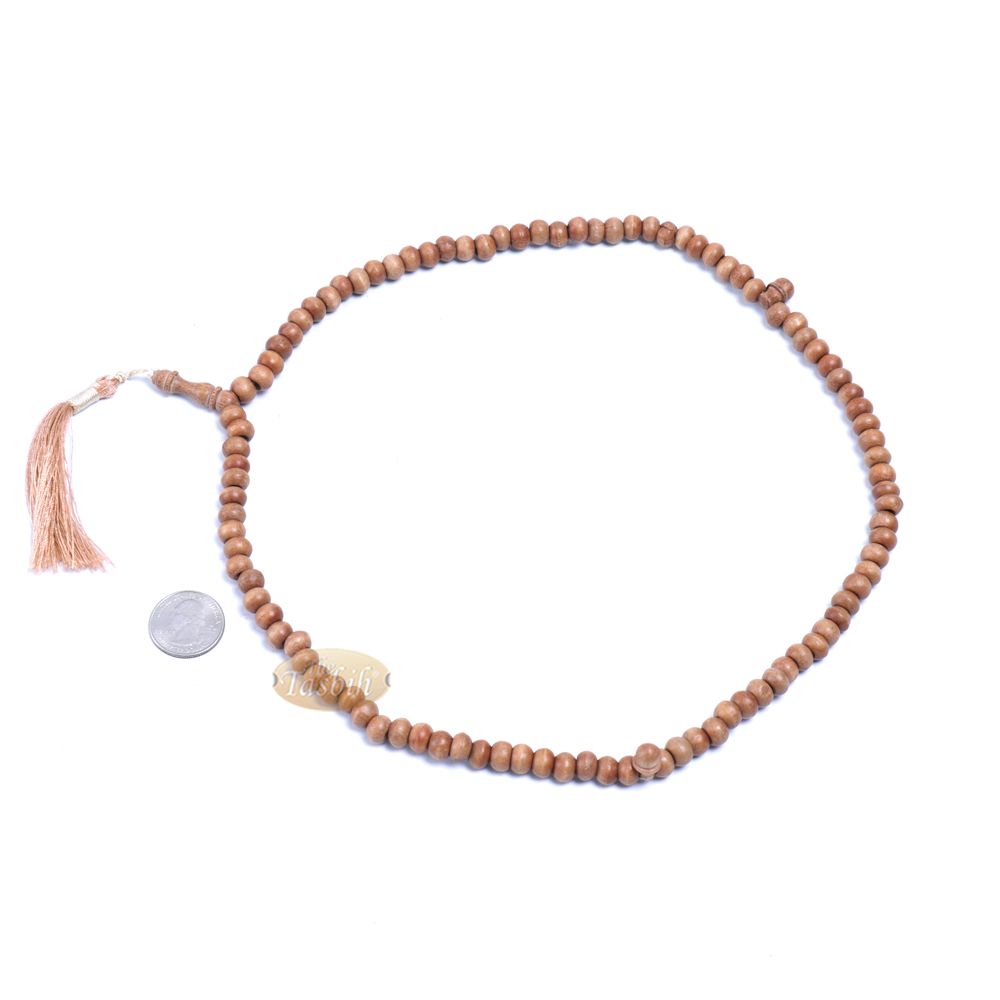 Low-Price Handcrafted Brown Rustic Coffee Wood Tasbih Prayer Beads with Strong Soft Tassels