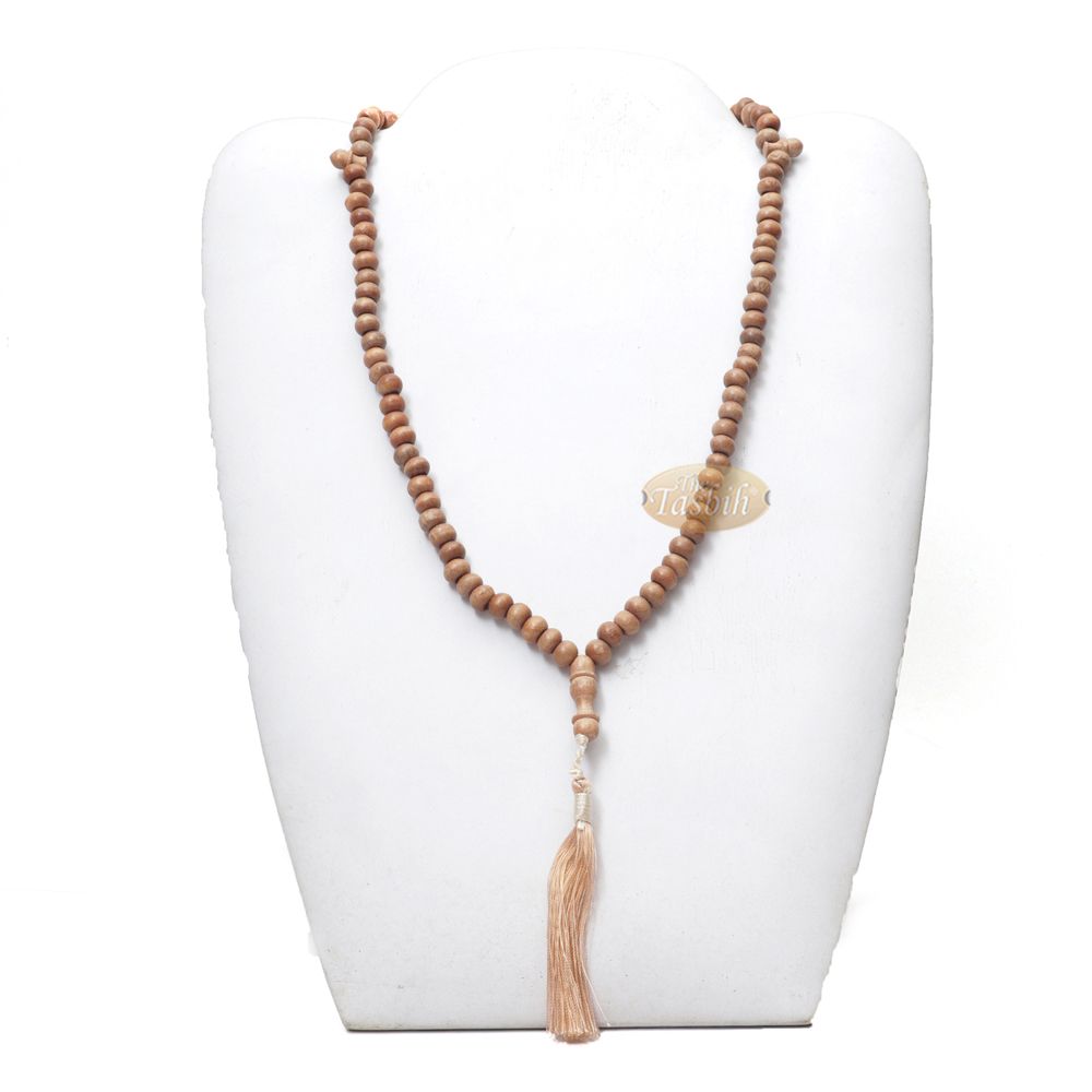 Low-Price Handcrafted Brown Rustic Coffee Wood Tasbih Prayer Beads with Strong Soft Tassels