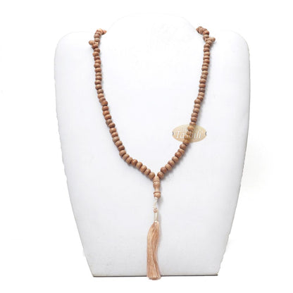 Low-Price Handcrafted Brown Rustic Coffee Wood Tasbih Prayer Beads with Strong Soft Tassels