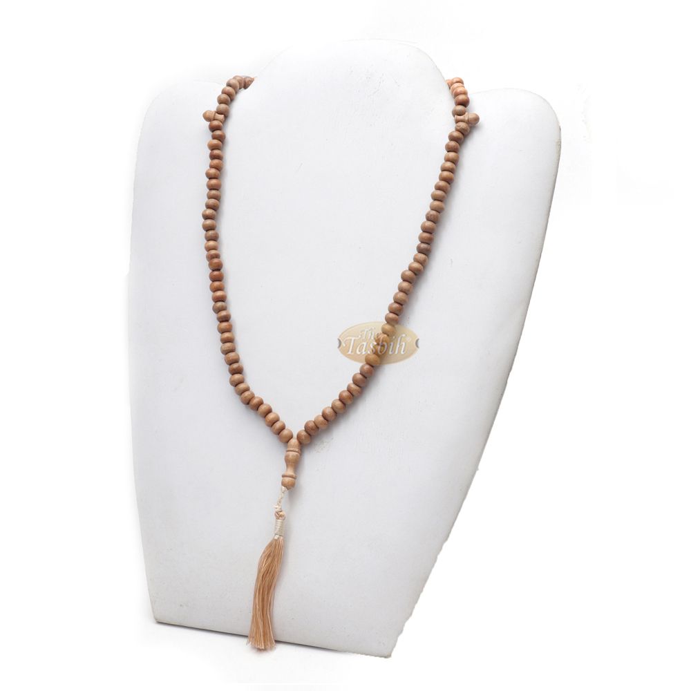 Low-Price Handcrafted Brown Rustic Coffee Wood Tasbih Prayer Beads with Strong Soft Tassels