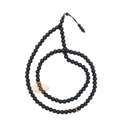 Muslim Prayer Beads – 8 mm Faux Onyx Black 99 count with Yellow Engraved Dividers
