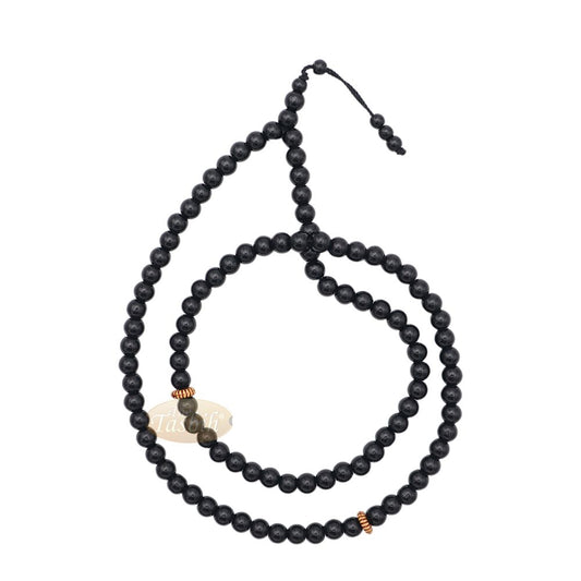 Muslim Prayer Beads – 8 mm Faux Onyx Black 99 count with Yellow Engraved Dividers