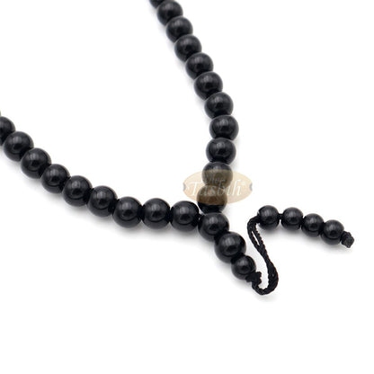 Muslim Prayer Beads – 8 mm Faux Onyx Black 99 count with Yellow Engraved Dividers