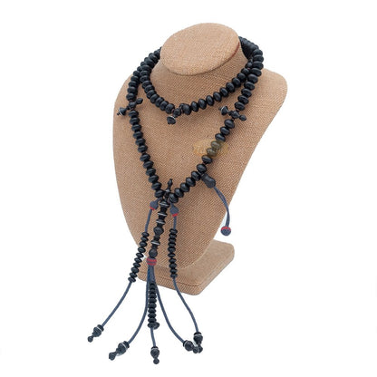 Special Edition Tijani Misbaha – Handcrafted 13×8 mm Asian Black Wood Saucer-shape Prayer Beads – Inlaid Pewter Ornamental Alif & Dividers