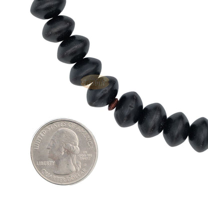 Special Edition Tijani Misbaha – Handcrafted 13×8 mm Asian Black Wood Saucer-shape Prayer Beads – Inlaid Pewter Ornamental Alif & Dividers