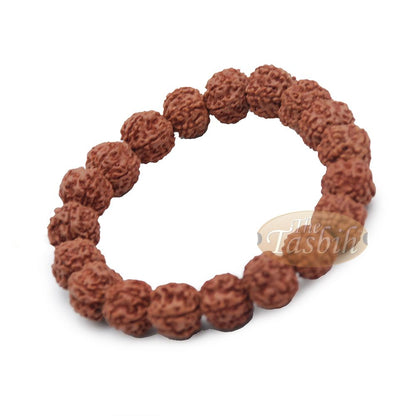Rustic Exotic Handmade Bracelet Jenitri Rudraksha Seed 12 mm with 19 Beads On Black Elastic Cord Unisex