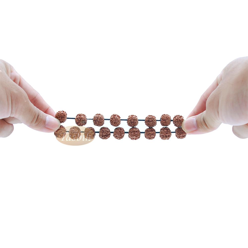 Rustic Exotic Handmade Bracelet Jenitri Rudraksha Seed 12 mm with 19 Beads On Black Elastic Cord Unisex