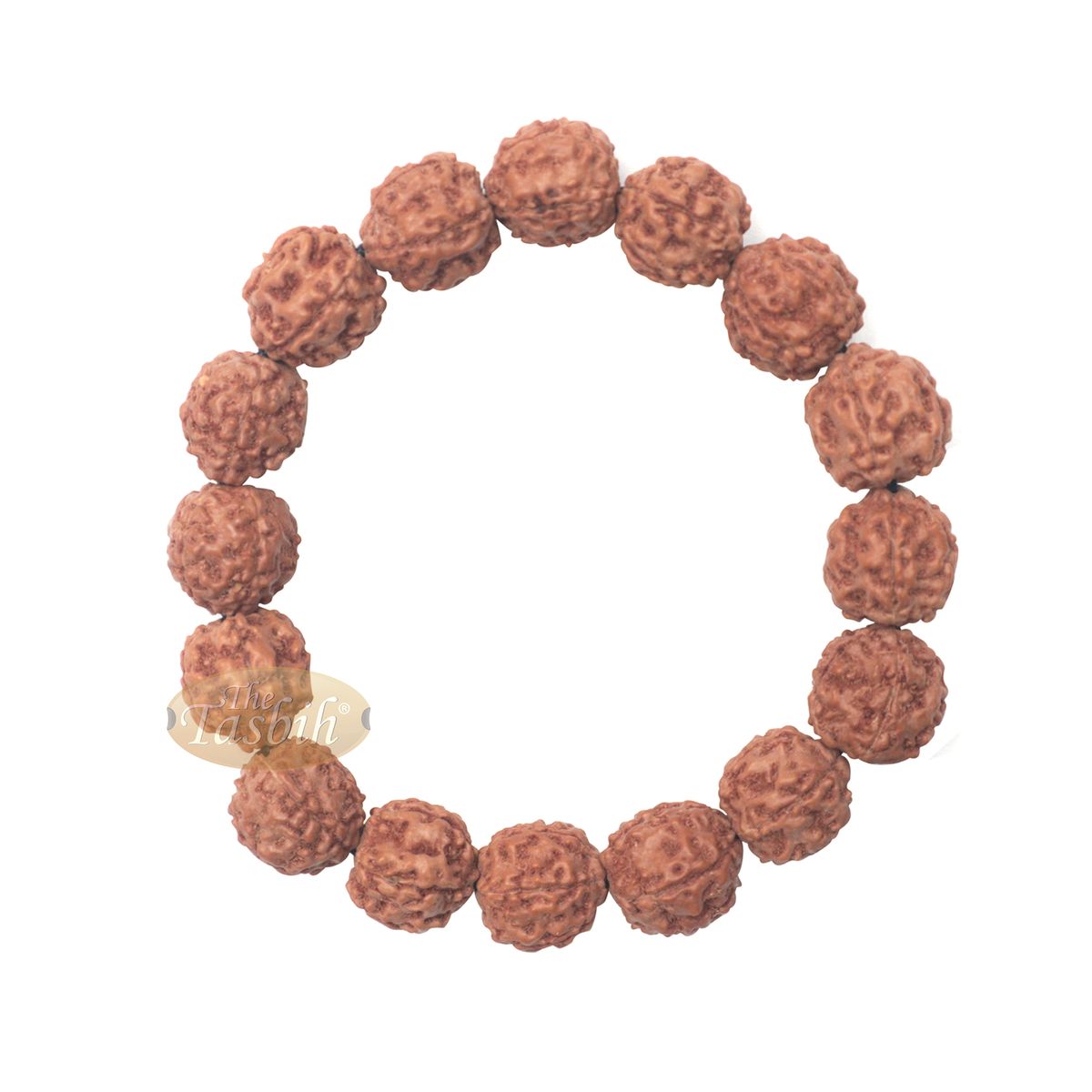 Natural Bracelet Jenitri Rudraksha Seed 16 mm with 16 Beads On Black Elastic Cord Unisex