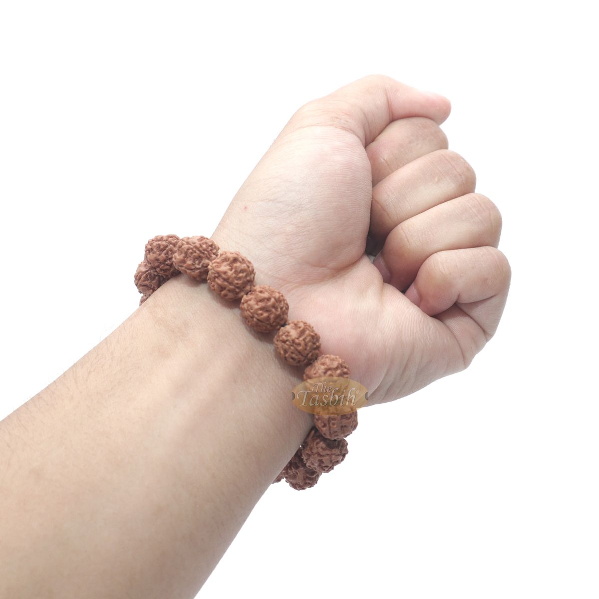 Natural Bracelet Jenitri Rudraksha Seed 16 mm with 16 Beads On Black Elastic Cord Unisex