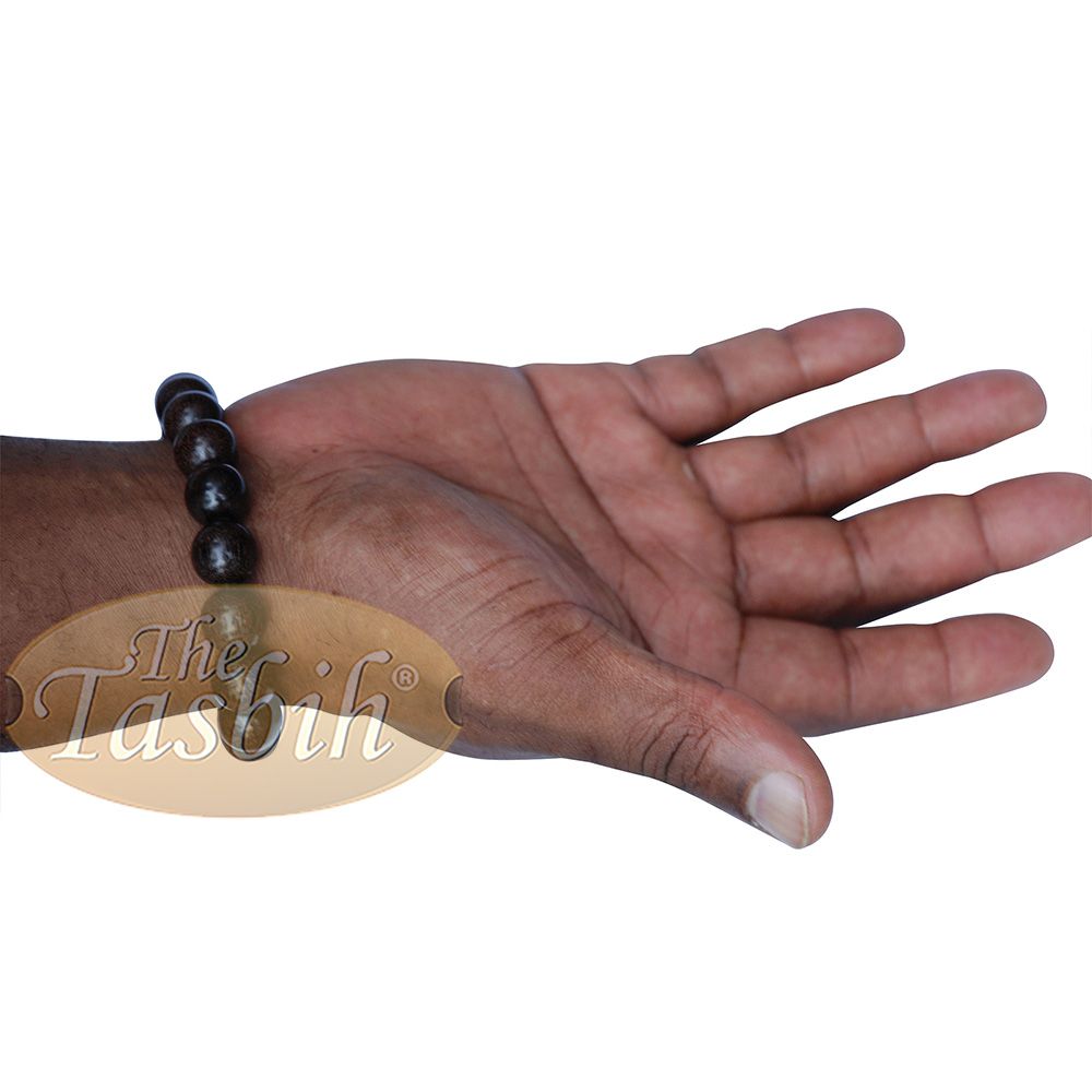 Large 12 mm Handmade Dark Tamarind Wood Bracelet On Elastic Cord 8-inch Durable String