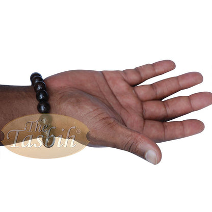 Large 12 mm Handmade Dark Tamarind Wood Bracelet On Elastic Cord 8-inch Durable String