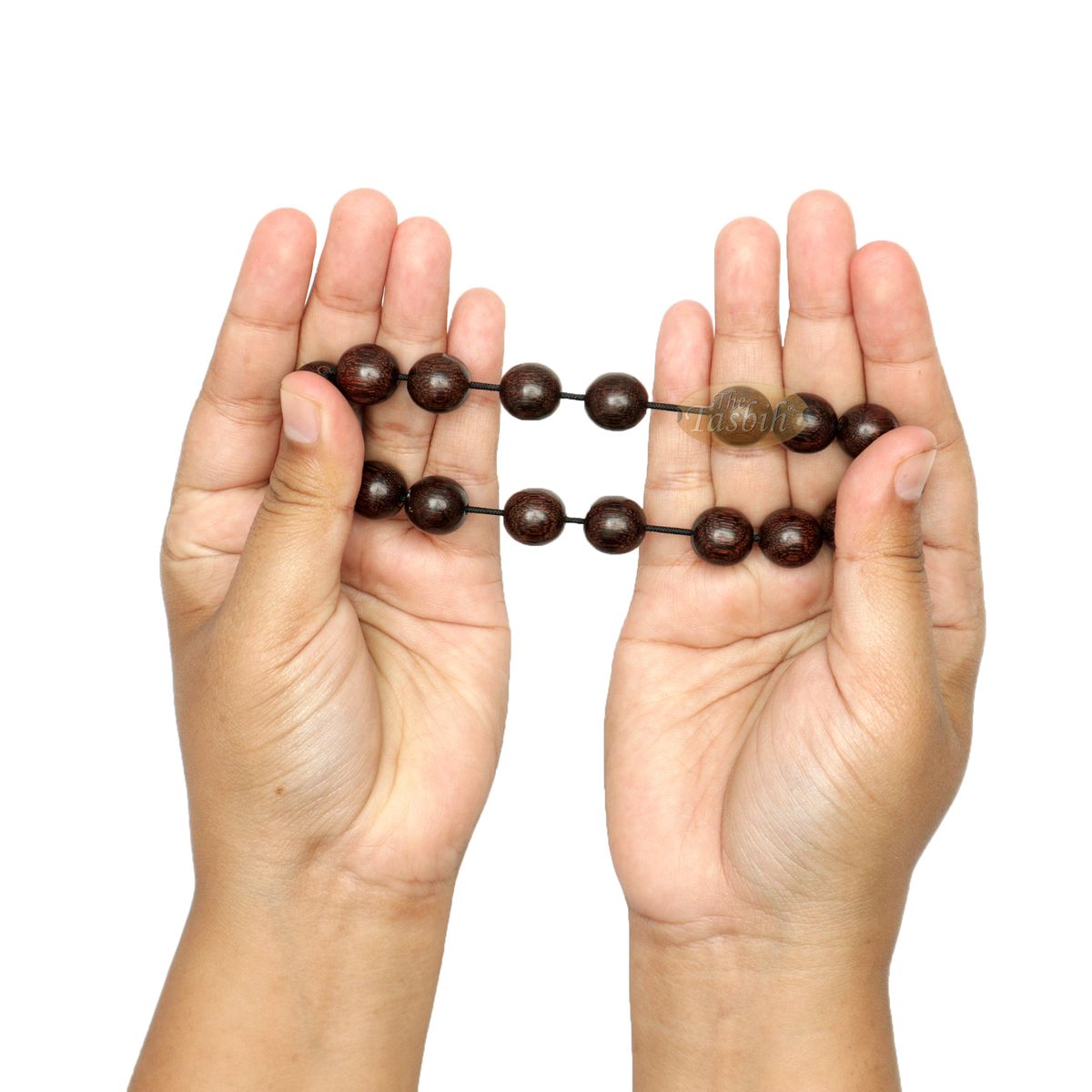 Large 12 mm Handmade Dark Tamarind Wood Bracelet On Elastic Cord 8-inch Durable String