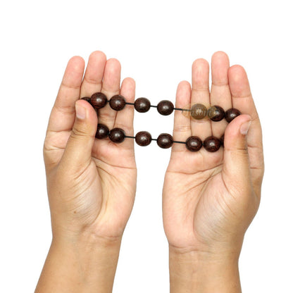 Large 12 mm Handmade Dark Tamarind Wood Bracelet On Elastic Cord 8-inch Durable String