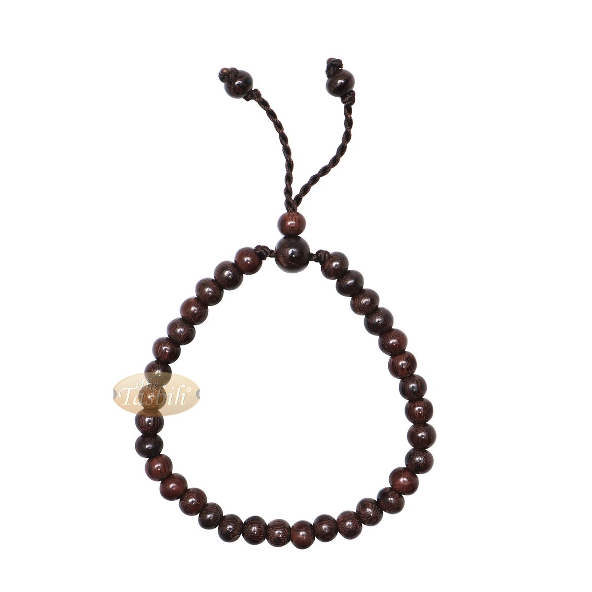 Tasbih Bracelet Handmade 33-Count Adjustable 5.5×6.5 mm Tamarind Wood Beads