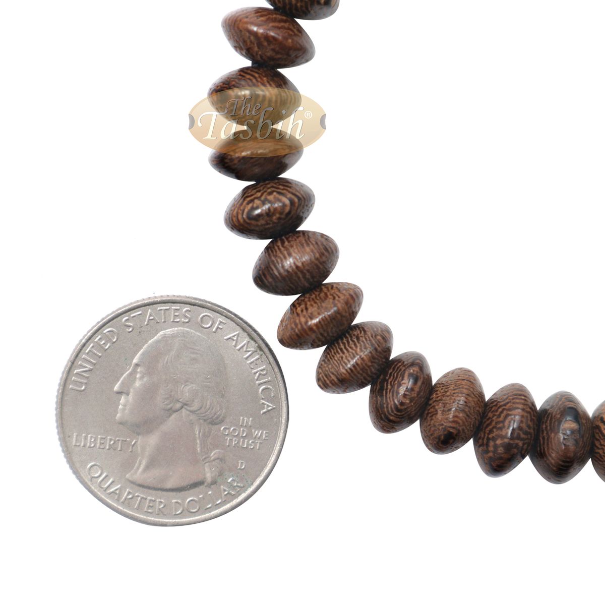 Johar Wood 33-Bead Elastic String Saucer-Shape 9×6 mm Prayer Bead Bracelet
