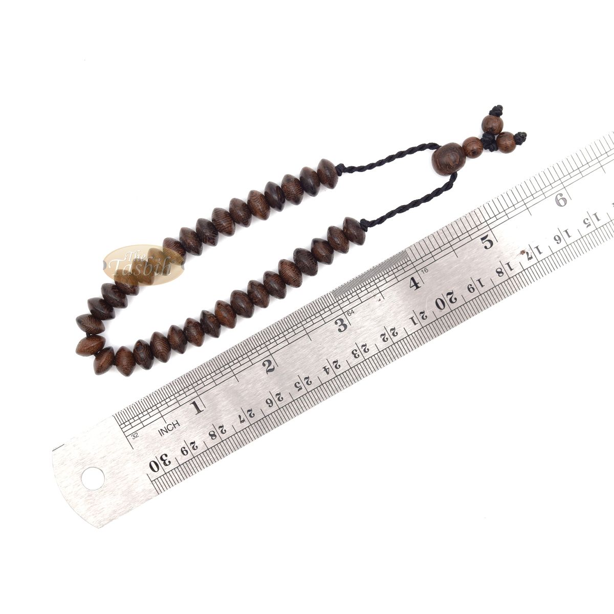 Handcrafted 9×6 mm Tamarind Wood 33-Beads Saucer-Shape Prayer Tasbih Bracelet