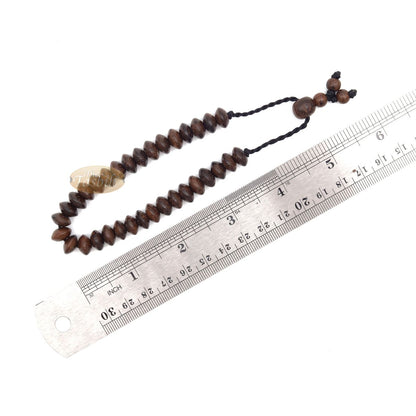 Handcrafted 9×6 mm Tamarind Wood 33-Beads Saucer-Shape Prayer Tasbih Bracelet