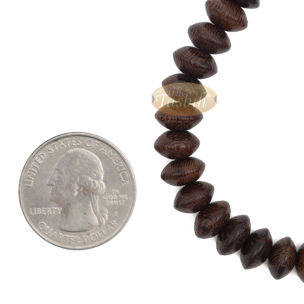 Handcrafted 9×6 mm Tamarind Wood 33-Beads Saucer-Shape Prayer Tasbih Bracelet