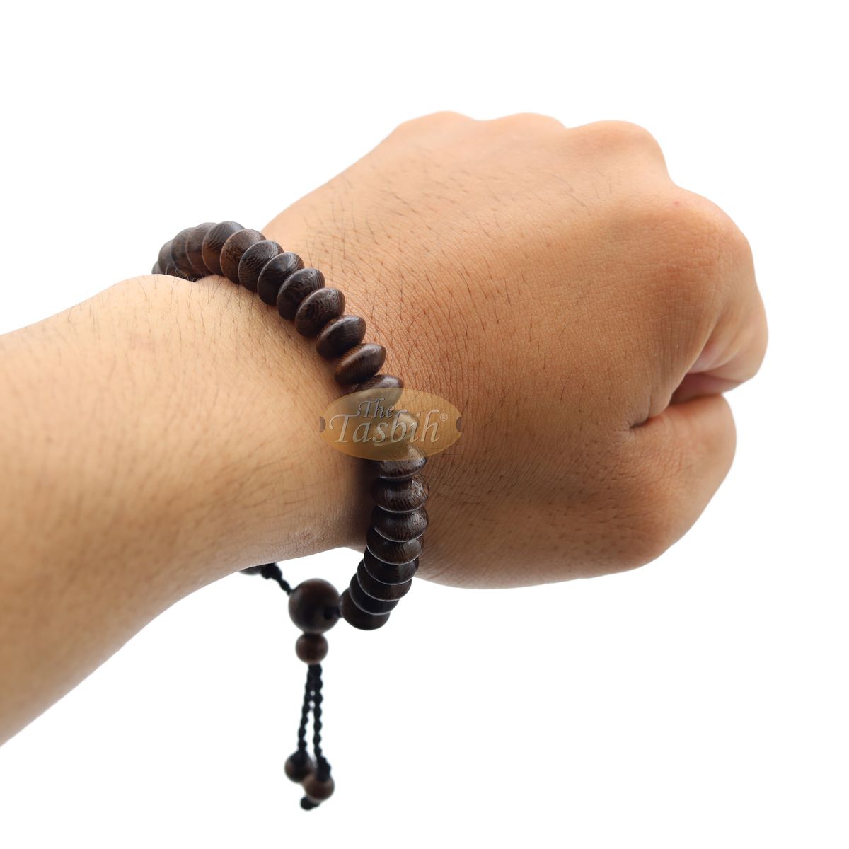 Handcrafted 9×6 mm Tamarind Wood 33-Beads Saucer-Shape Prayer Tasbih Bracelet