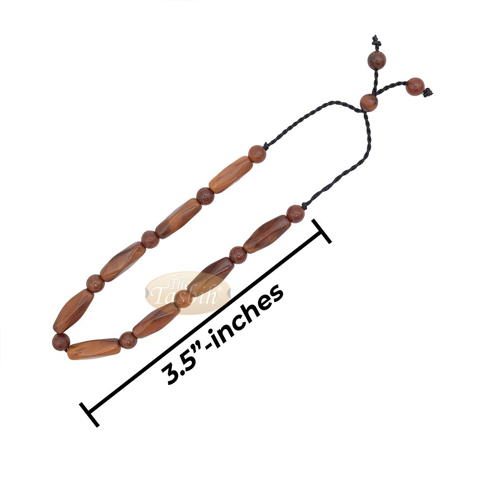 Brown Kuka 17ct Bracelet – Adjustable Handcrafted 6×18 mm Faceted Bar with 6 mm Round Genuine Natural Color Shiny Seed Beads in Gift Box