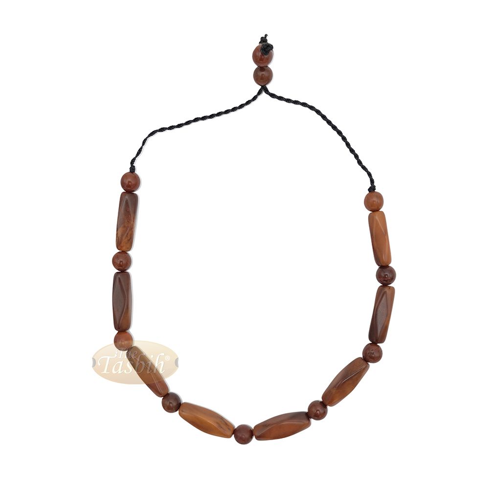 Brown Kuka 17ct Bracelet – Adjustable Handcrafted 6×18 mm Faceted Bar with 6 mm Round Genuine Natural Color Shiny Seed Beads in Gift Box