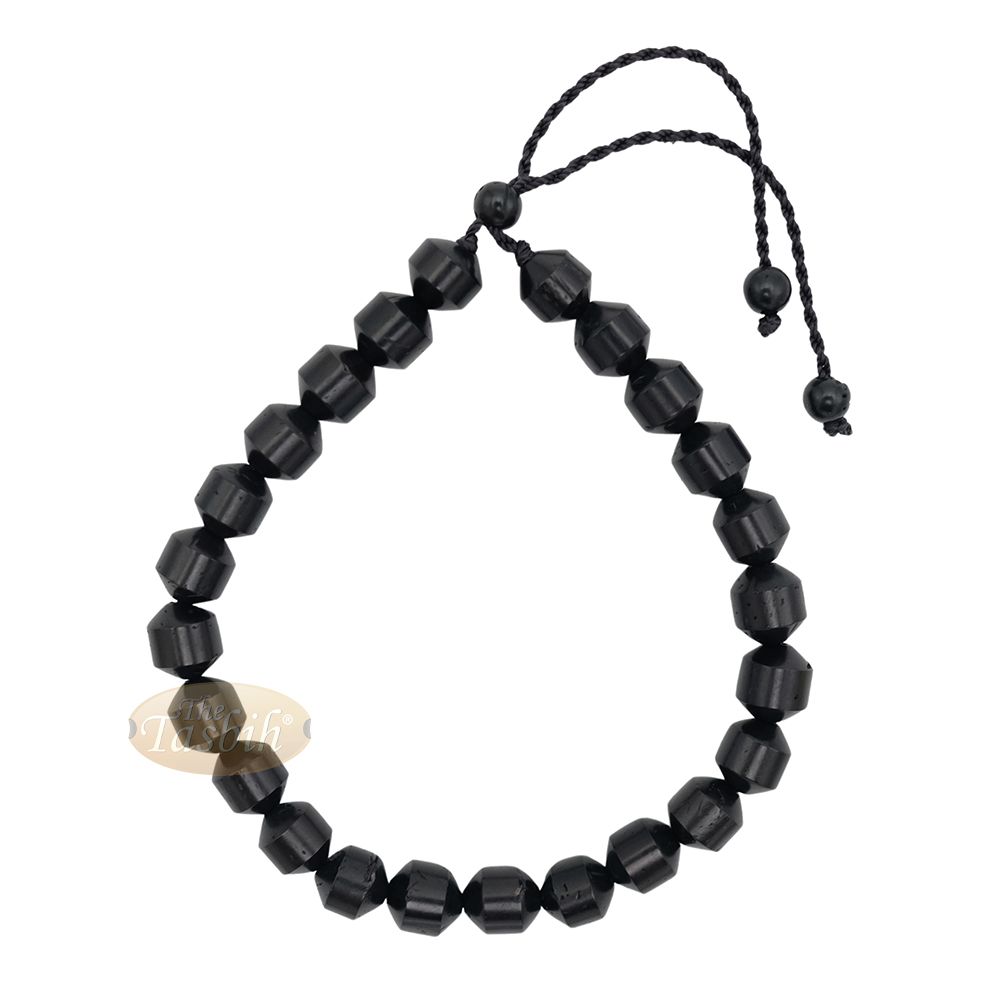 Black Kuka 33ct Tasbih Prayer Beads – Adjustable Handcrafted 7×8 mm Cylinder Genuine Natural Color Shiny Seed Rosary Beads in Gift Box